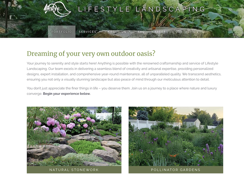 Lifestyle Landscaping website homepage